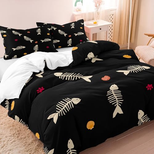 Housse de couette poisson 140x200 cm avec 2 taies d'oreiller