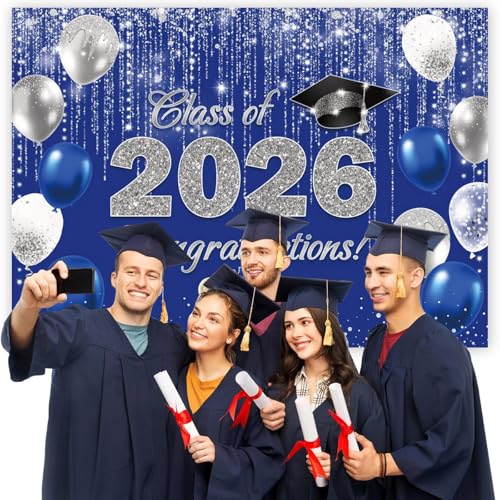 Bannière de classe 2025 grand format 2,1 x 1,5 m bleu argenté - 5