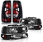 DWVO Headlight Assembly and Taillights Compatible with 1999 2000 2001 2002 Chevy Silverado 1500 2500 / 01-02 Chevy Silverado 1500HD 2500HD 3500 (Do not fit Barn Door or Stepside models)