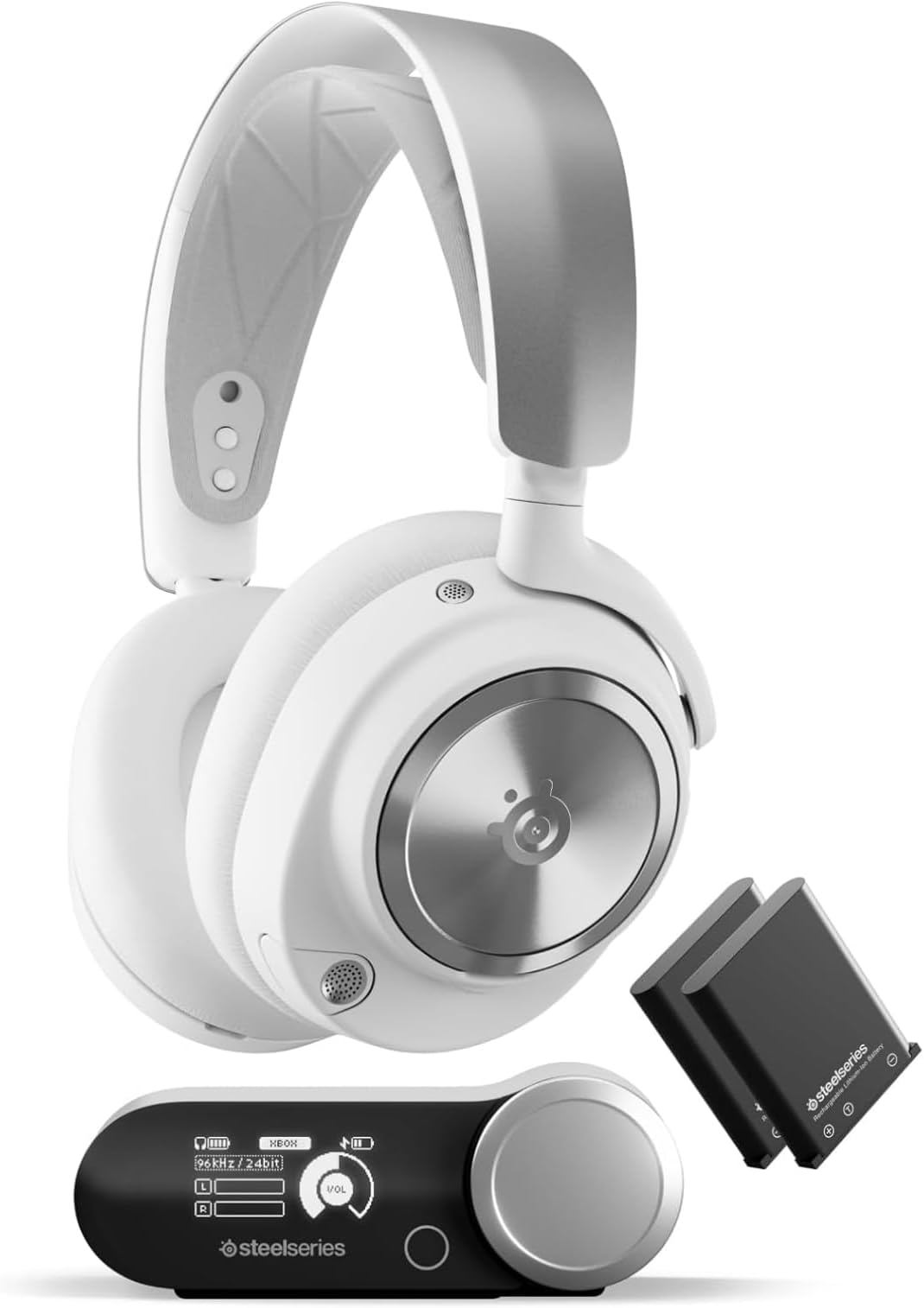 SteelSeries Gaming Headset Headphones Arctis Nova Pro Wireless White, Lightweight, Wireless, Sealed Type, High Resolution, Active Noise Canceling, Hi-Fi Sound, Compatible with PC/PS 5/4/Switch 2