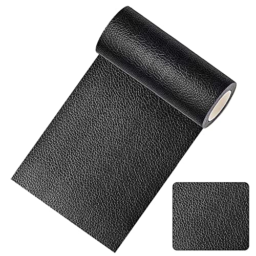 Patch de Reparation Cuir 20x150cm, Simili Cuir Autocollant Réparation, Patch Cuir Auto-adhésif Rénovation pour Canapés, Meubles, Sièges de Voiture, Sac à Main, Veste en Cuir Noir Cover
