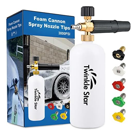 Twinkle Star Foam Cannon 1 L Bottle Snow Foam Lance with 1/4" Quick Connector, 5 Nozzle Tips for Pressure Washer