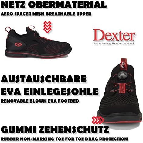 EMAX | Bowlingschoenen voor dames en heren | Bowlingschoen met verwisselbare zool | Dexter - DexLite Pro BoA |, lichtgrijs/blauw., 35 EU