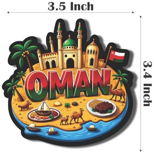 Image of CVANU Oman Country Landmark Theme 2pcs MDF Fridge Magnet - Wooden Travel Souvenir Refrigerator Decorative Collectible Magnet