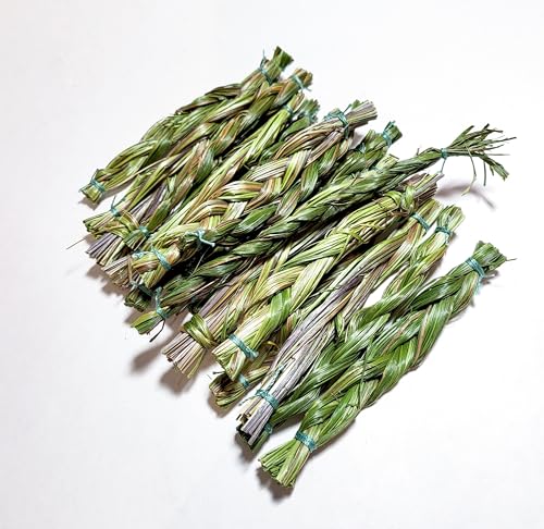 1Pcs Sweetgrass Braids for Smudging Hand-Braided Ceremonial Sweetgrass for Cleansing Meditation and Ritual Use Cleansing Sage (Thick 5 Braid)