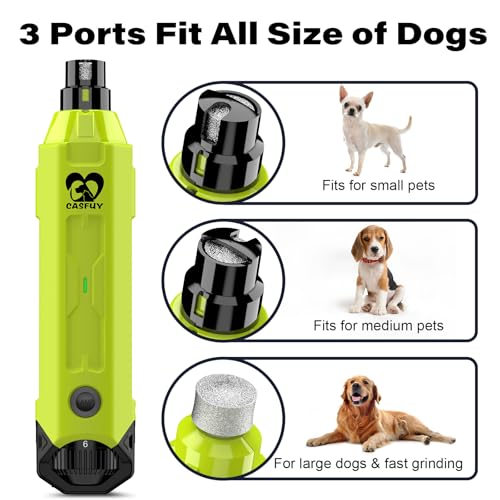 Image of Casfuy 6-Speed Dog Nail Grinder - Newest Enhanced Pet Nail Grinder Super Quiet Rechargeable Electric Dog Nail Trimmer Painless Paws Grooming & Smoothing Tool for Large Medium Small Dogs (Green)