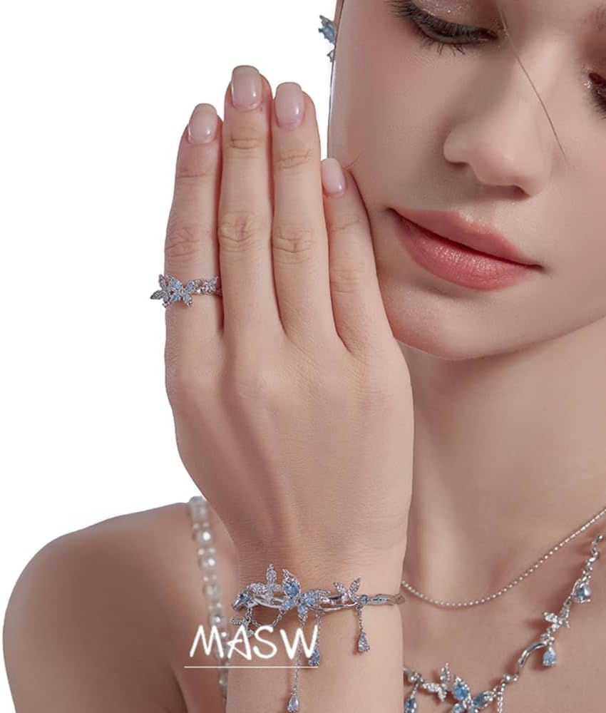 Fashionable personalized butterfly ring clear light blue opening adjustable ring Ladies' temperament accessories exquisite butterfly accessories M3241 - Image 2