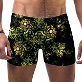 Lorvies Herren Badehose mit Kleeblatt, kurz, quadratische Beine, schnelltrocknend, Größe S Gr. M, multi