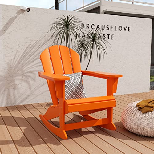 Wo Home Furniture Adirondack Rocking Chair Set Of 2Pcs Patio Outdoor Chairs (Orange) #TOP2