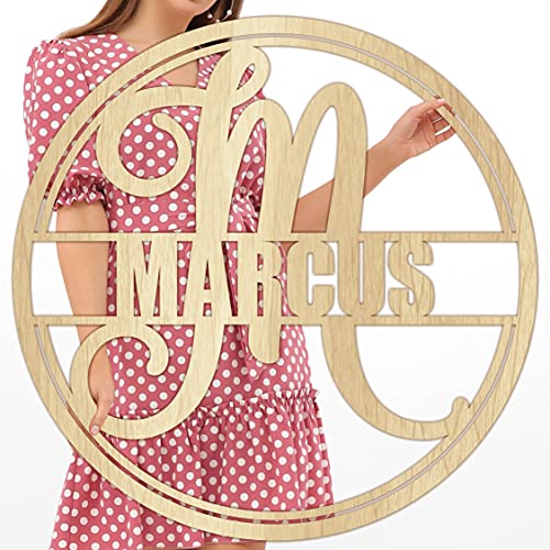 Custom Personalized Wood Circle Last Name Sign, Wooden Monogram Letters 6'' - 40'' Tall, Baby Shower, Large Wall Art, Large Wooden Monogram Room Décor, Children's Wall Décor, Wedding Sign (SIGN-3)
