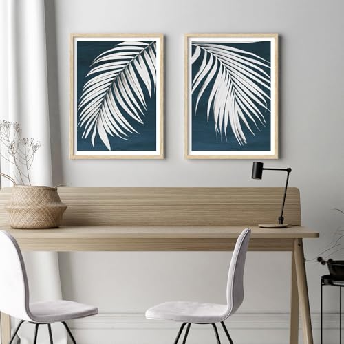 Image of COLOSSAL ART HOUSE Set of 2 botanical wall art paintings for living room & wall painting for bedroom wall decor - (10x13 Inch framed poster, Paintings for home decor)