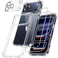 FLLAO 4 in 1 Phone Case Compatible with iPhone 17 Pro Max Case with 2 Screen Protector and 1 Camera Lens Protector, Slim Soft TPU Shockproof Anti-Scratch iPhone 17 Pro Max Phone Case Silicone Clear