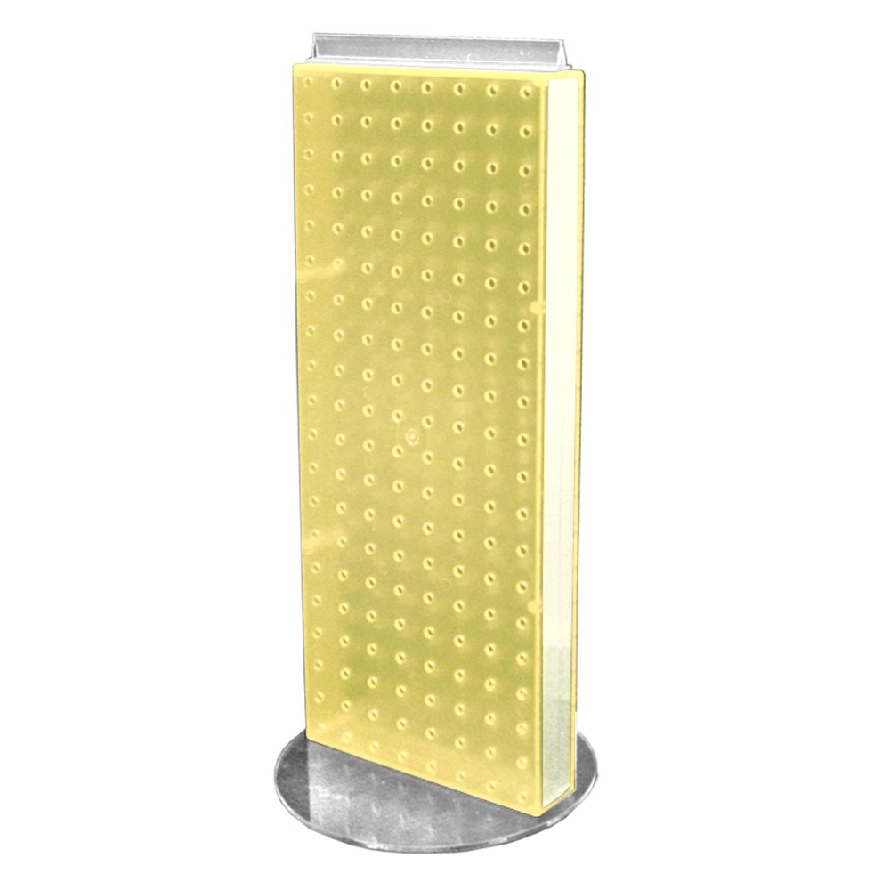 Azar 700509-YEL Non-Revolving Base Neon Pegboard Counter Unit, 8-Inch Width by 20-Inch Height on 9-Inch, Yellow