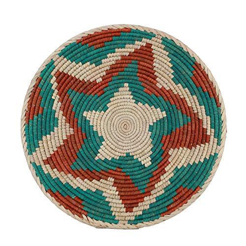 Ge Ylva Art Home NB009 Ocean Dream Boho Decor Wicker Plate Woven Basket Hanging Wall Decoration Bowl Product Made of 100% Natural Materials Containing Ethnic Art Elements and Organic Paint 13.77'x2.3'