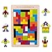 1 Jeu Puzzle en Bois Coloré Tetris Board Puzzle 3D Tangram Casse-Tête Puzzle Bois Intelligence Jouet Convient à Enfants Et Adultes