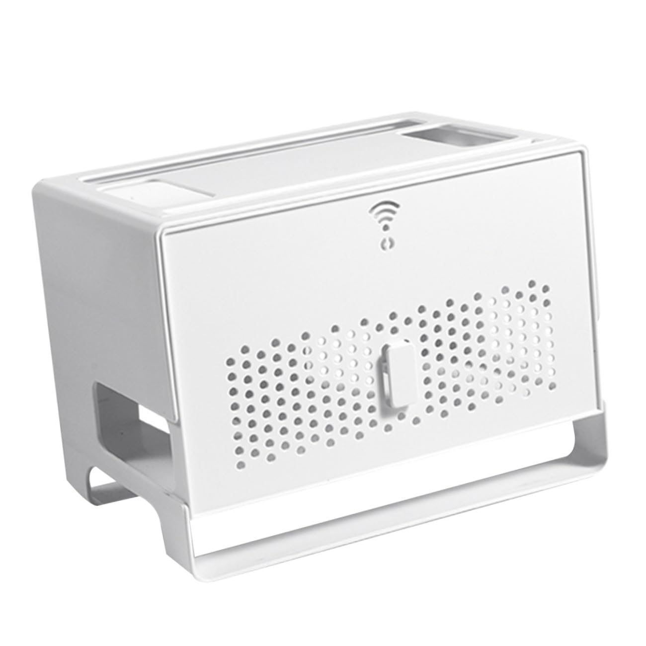 Contenitore Router Bianco Doppio Strato in Abs, Smontabile | Gestione Cavi Rete, Pannello Superiore Removibile, Schienale Traforato per Dissipazione, Uso Casa e Ufficio