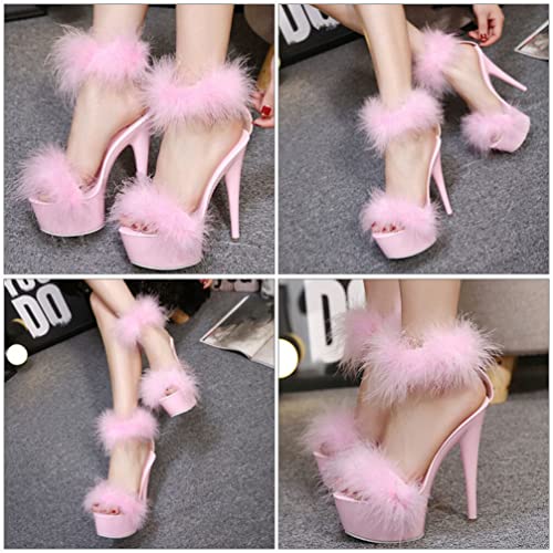 LIFKOME 1pair Super High Heel Fur Shoes High-Heel Boots Women's Household Sole: Rubber4
