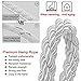 Rope Barriers, Rope Barrier Belt 3/4/5/10Ft Crowd Control Barrier Ropes, Twisted VIP Stanchion Rope with Stainless Steel Hooks, for Movie Theaters/Grand Openings, Silver Braided Hemp Rope for Queue Divider, 3(F1,2.2m/7.2ft/86.6in)