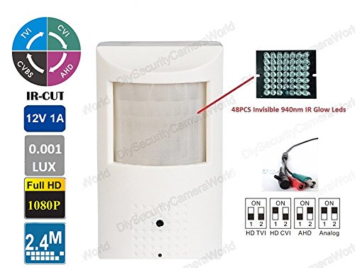 1080P@30FPS 2.4MP HD Hidden Spy BNC Security Camera : 48x 940nm Invisible IR