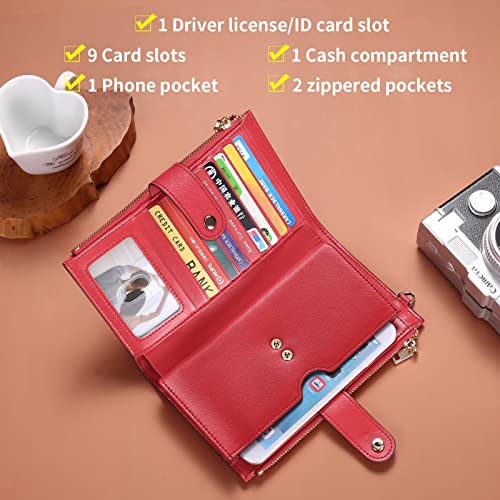 Image of FALAN MULE Wallets for Women Trifold Wristlet Wallets Large Capacity RFID Blocking Ladies Purse Credit Card Holder
