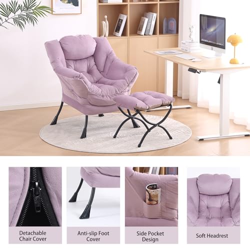 Image of LITA Lazy Chair with Ottoman, Comfy Accent Reading Chair