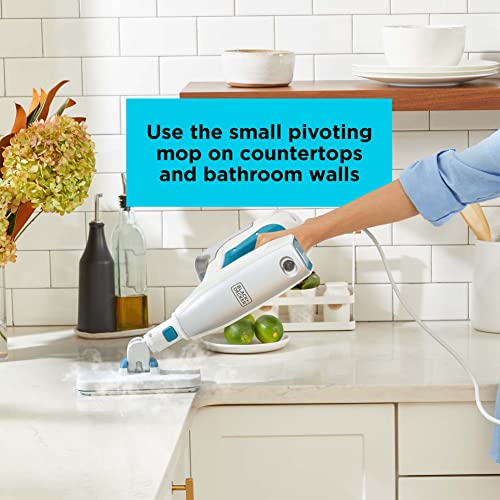 Image of BLACK+DECKER Steam Mop, Floor and Handheld Steamer, Multi-Purpose Steam Cleaner with 6 Attachments, Corded (BHSM15FX08)