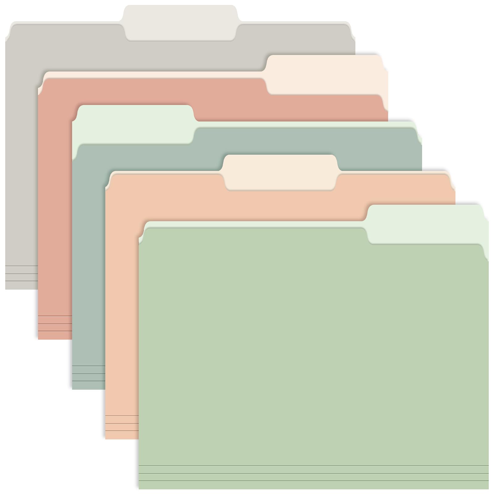 Two Tone Color File Folders 8.5 x 11 Inch, 1/3 Cut Tab File Folder Letter Size, Assorted Colors, Pastel Colors Manila File Folders, School Business Office Folders for Document Files Paper -15 Pack