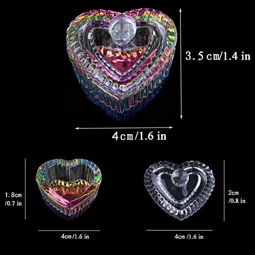 Kalolary 2 Stück Nagel Kristall Glasschale, Glasnagel Dappenschale mit Deckel Herzförmig Kristallbecher Nagel… – Bild 3