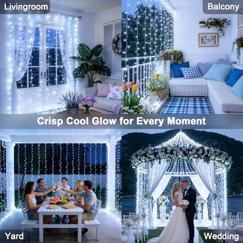 Image of JMEXSUSS 300 LED Curtain Lights, Indoor String Lights for Bedroom, White