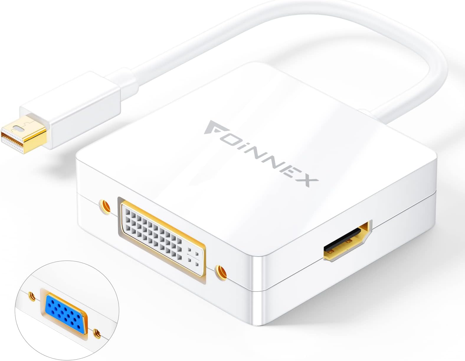 CableDeconn 3-in-1 Adapter – DisplayPort Zu HDMI/DVI/VGA, 4K-fähig, Vergoldete Anschlüsse