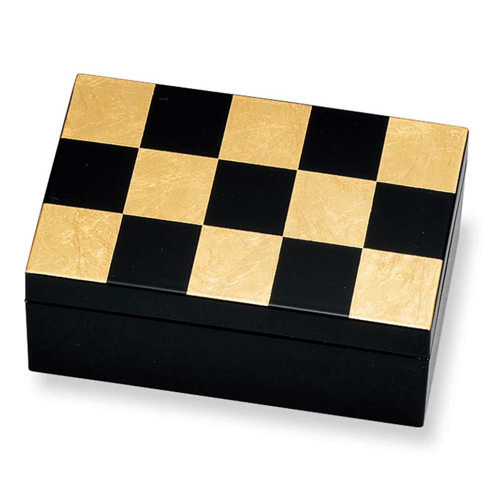 Yamanaka Lacquer Storage Box, Gold Checkered