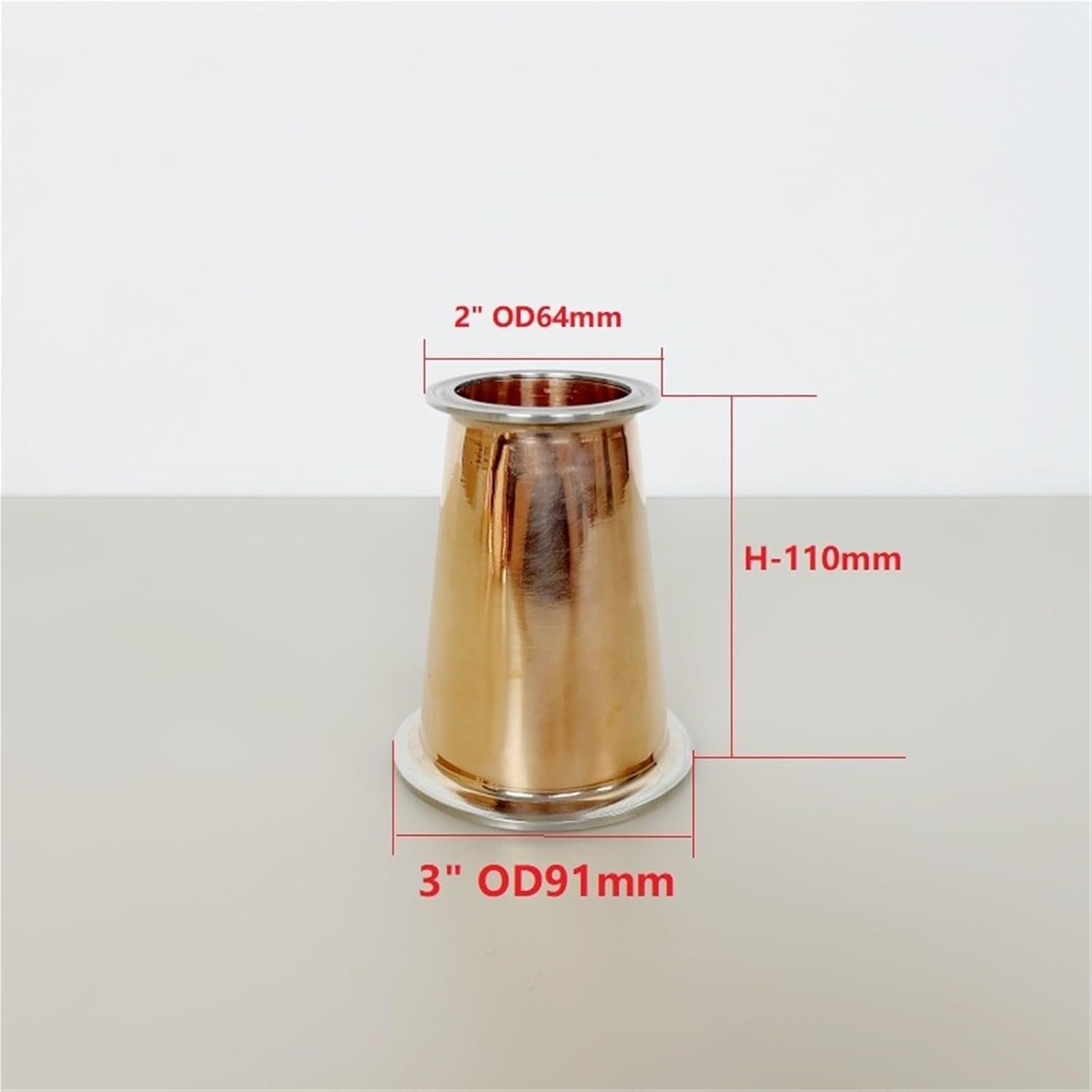 1pcs 3" X 2" /3" X 2.5" Tri Clamp Copper Reducer For Distillation Sanitary Pipe Fitting For Homebrewing Concentric Reducer Distiller(3inchX2inch)