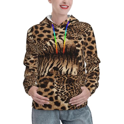 Sweat à capuche léopard femme EdWal au coupe ajustée et poche