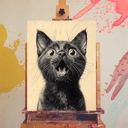 ペイントバイナンバー 猫 数字油絵 大人用 DIY 簡単ペイントナンバーキット 動物 含む アクリルペイントそして ブラシ 油絵 キャンバス 大人のためのクリエイティブな趣味 塗り絵 数字 ウォールアート ホームウォールデコレーション 女性への誕生日プレゼント 40x50cm 2-2291