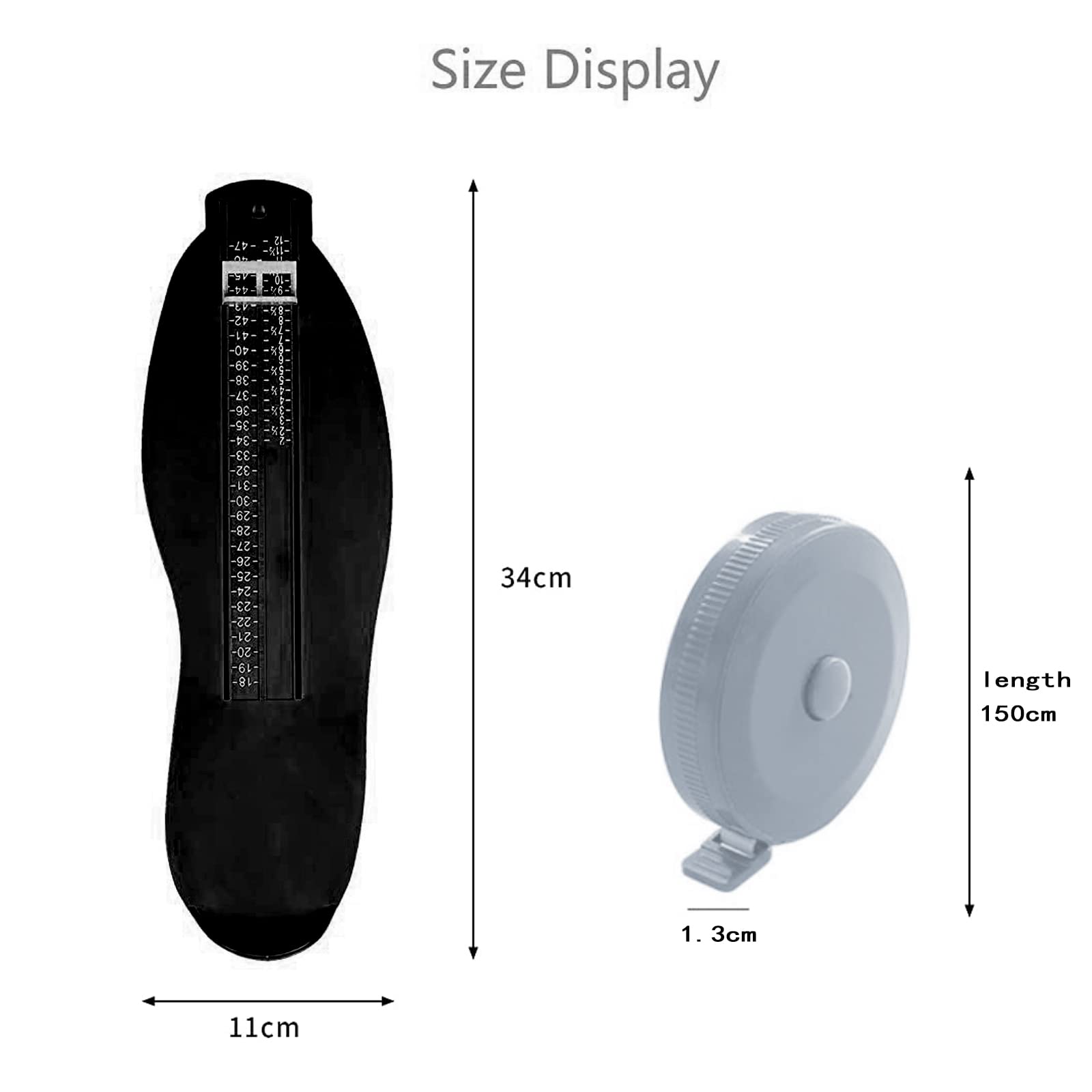 Pedimetre Enfants et Adultes, Pointure Chaussure Mesurer Pied Dispositif de Mesure Pédimètres pour Déterminer la Pointure 18 à 47 et Ruban à Mesurer 1.5m