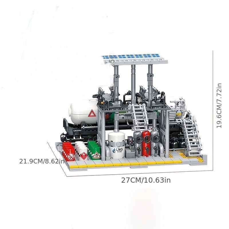 General Jim's Chemical Plant Natural Gas Set Streetview City Modular Building Block Brick MOC Model or Playset with Accessories for Teens or Adults