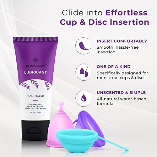 Ecoblossom Water Based Lube – Personal Lubricant for Toy, Period Cup, Disc, or Applicator – Natural Gel (2oz/60ml)