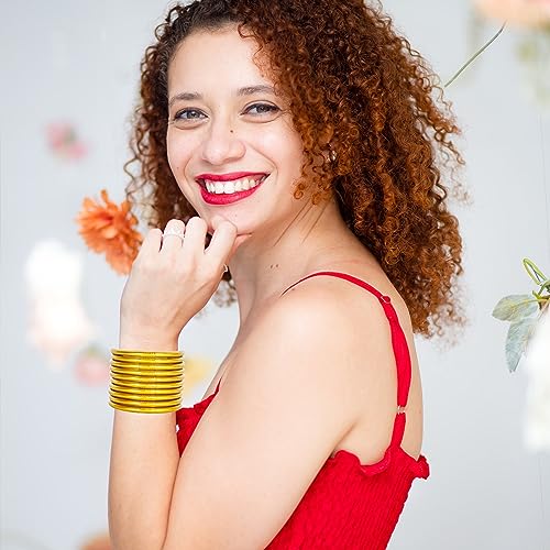 Glitter Jelly Bangle Bracelet Set - Gold Powder Lining Fashion Jewelry - Lightweight Cute Bracelets for Women3