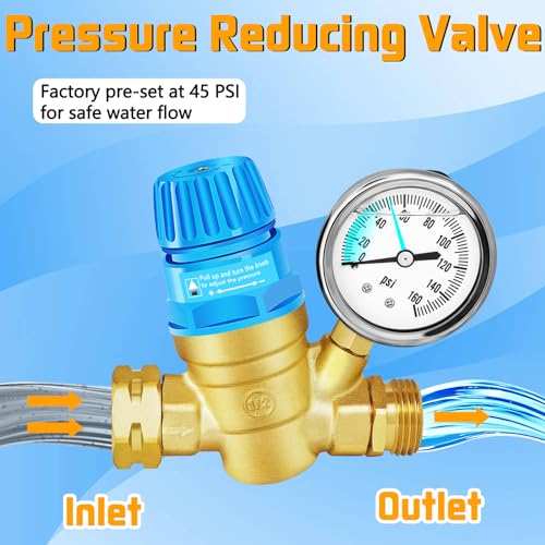 Boltigen Handle Adjustable RV Water Pressure Regulator