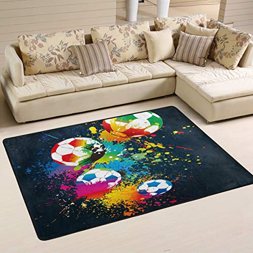 Mnsruu Farbenfroher Fußball-Teppich für Wohnzimmer, Schlafzimmer, 183 cm...