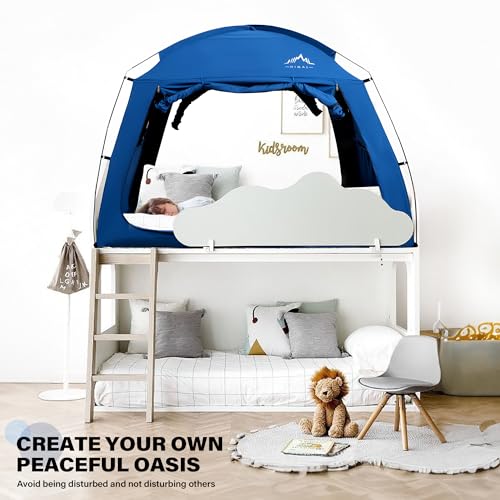 Bed Tent for Indoor Portable Light Reducing Queen Size Canopy Tents Breathable Lightweight Private Space for Bed(Blue)