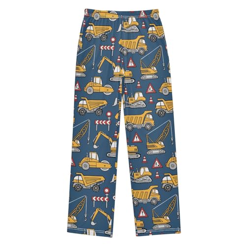 ZZXXB Excavator Print Boys Long Pants Soft Trousers Elastic Waist Kids Lounge Bottoms with Pockets S-XL