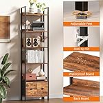 Furologee 6-Tier Bookshelf, Tall 71" Rustic Bookcase with 2 Drawers Storage Organizer, Industrial Display Free Standing Shelf Units, Wood and Metal Storage Rack for Home Office, Bedroom, Rustic Brown | Bookcase, 2 Drawers, Storage Organizer, Industrial, Display, Shelf Units - Image 5