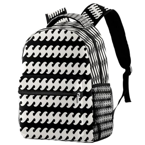 Sac à dos d'école noir et blanc ergonomique pour soulager le dos des ados