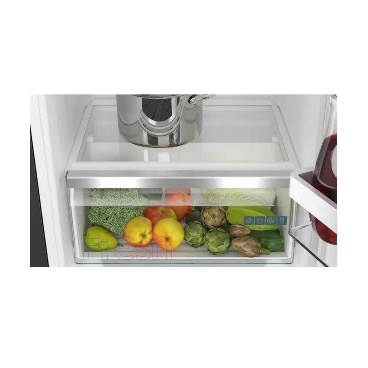 Siemens KI32LVFE0 Frigorifero da incasso iQ300, refrigeratore automatico integrato con congelatore, 102 x 56 cm, raffreddamento da 132 l, congelatore da 15 l, freshBox, illuminazione LED, superCooling
