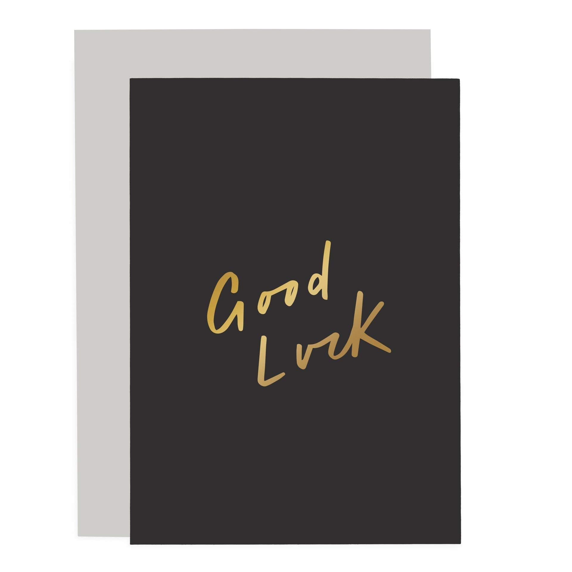 Old English Co. Luck Card - Single Black & Gold Blank Good Luck Card | Positivity Cards for Mum, Sister, Brother, Husband & Friends | Special for