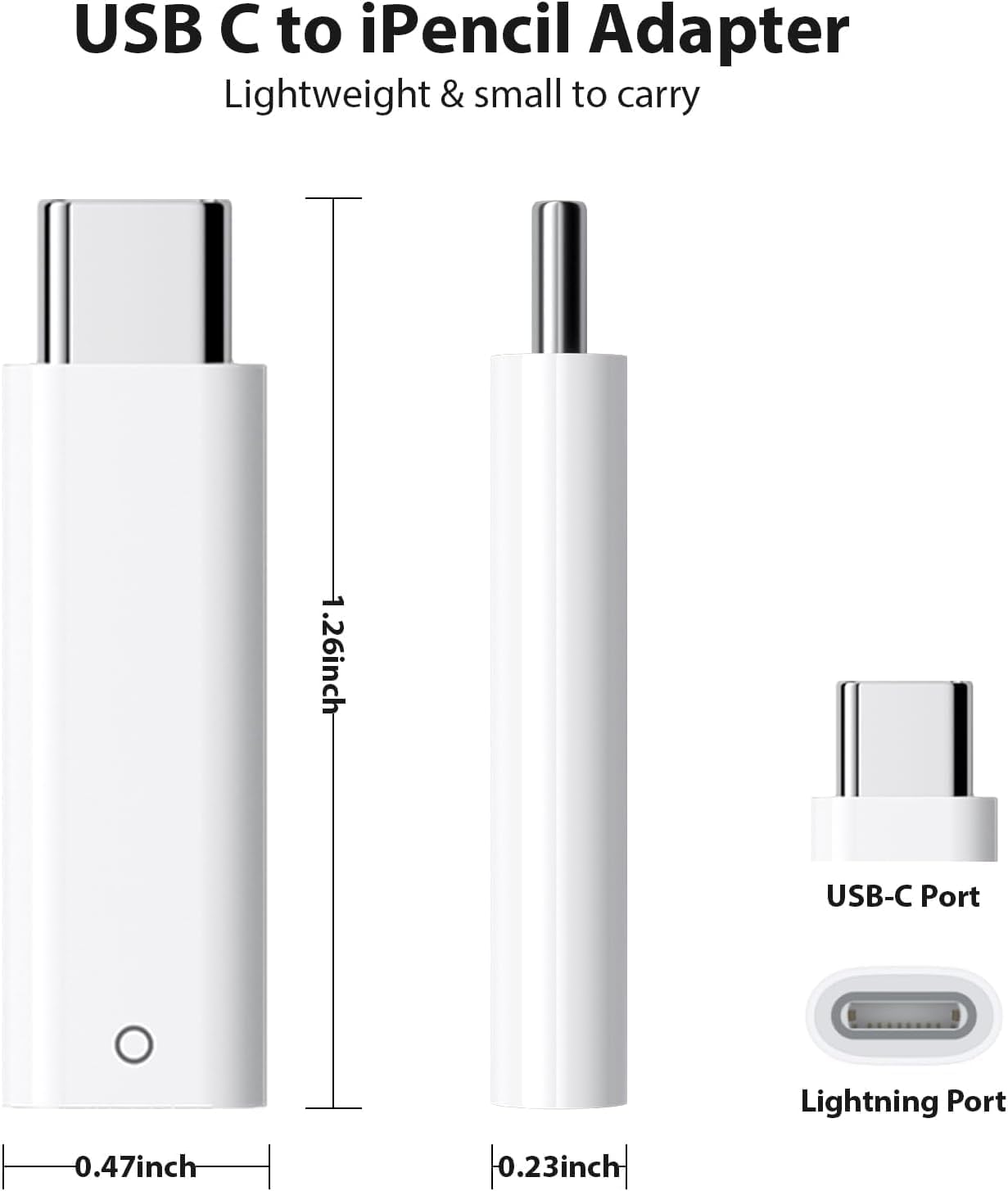 ABRALE USB C Pencil Adapter for Apple Pencil 1st Generation,USB-C