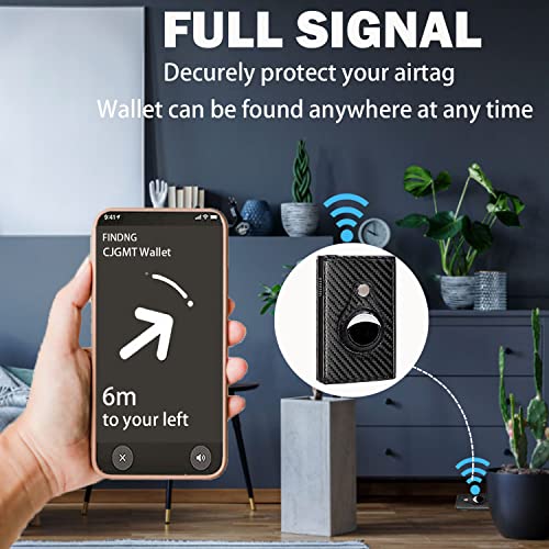 AirTag Wallet Smart Pop Up Wallet with Front Pocket RFID Blocking Credit Card Holder with Money Clip Slim Minimalist Wallet for Men Up to 15 Cards(Carbon Fiber Leather)3