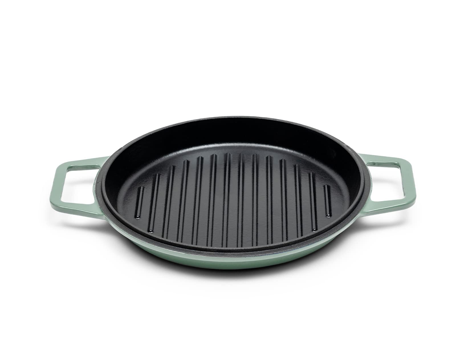Misen Horno holandés de hierro fundido esmaltado – Olla holandesa de 7 cuartos con tapa de parrilla – Olla de hierro fundido con asas, verde