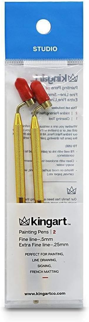 Fine Line Painting Pen 2 Pc. 0.5mm Fine Line + 0.25mm Extra Fine Line Brass Tips, Fluid Writer Paint Applicator Pen, Precision Touch Up Paint, Rock Chips & Scratch Repair